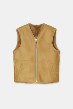 Closed Reversible lambskin vest Peanutbutter Online