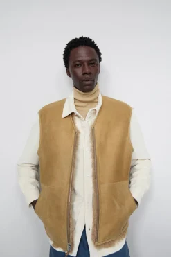 Closed Reversible lambskin vest Peanutbutter Online
