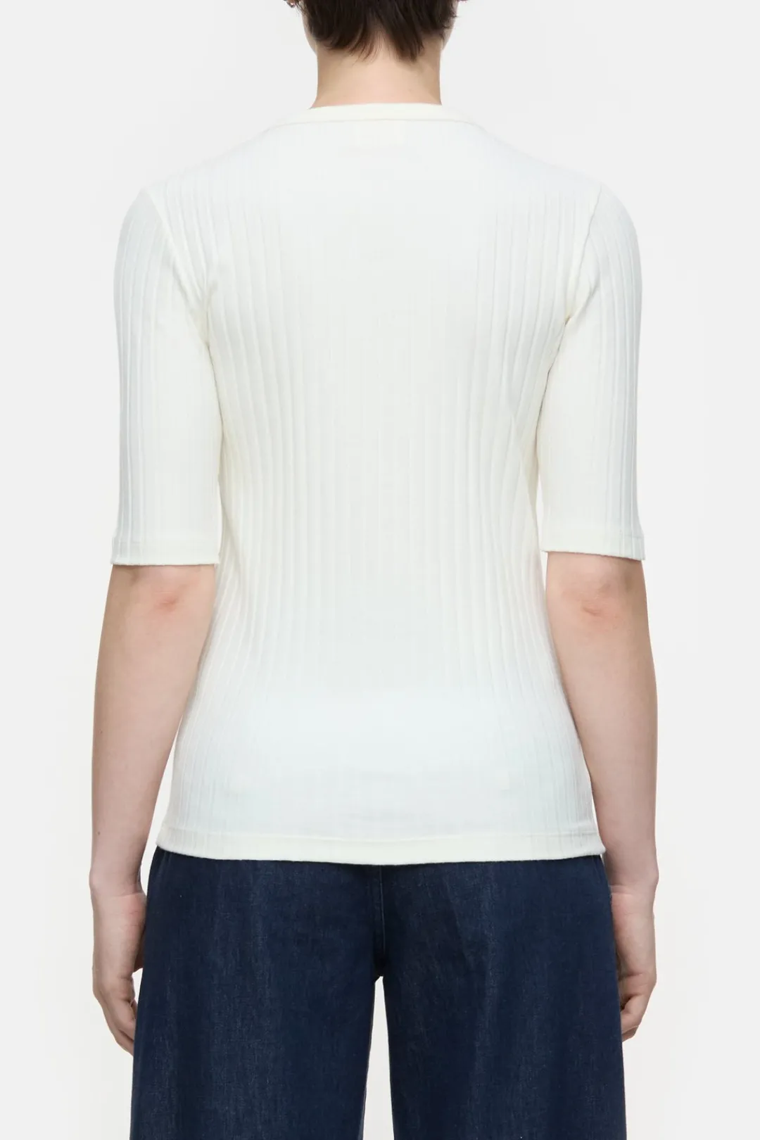 Closed Ribbed T-shirt Ivory Clearance
