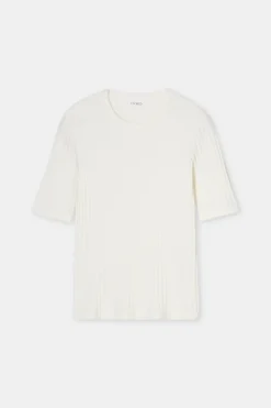 Closed Ribbed T-shirt Ivory Clearance