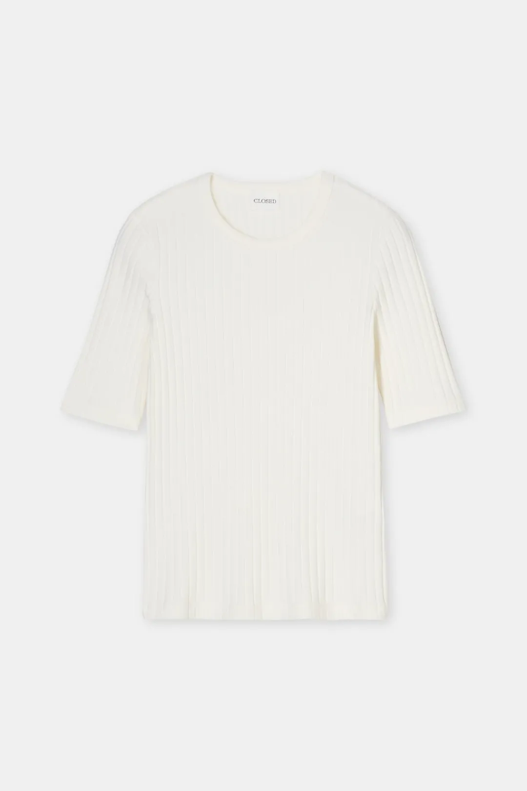 Closed Ribbed T-shirt Ivory Clearance