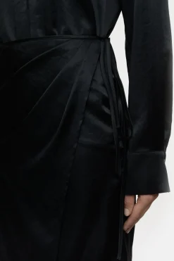 Closed Satin wrap dress Black Discount