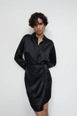 Closed Satin wrap dress Black Discount