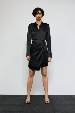 Closed Satin wrap dress Black Discount