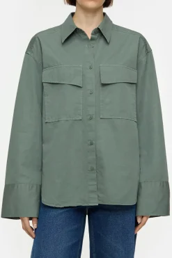 Closed Shirt Blouse in a blend of cotton and linen Faded green Best