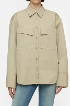 Closed Shirt Blouse in a blend of cotton and linen Warm sand