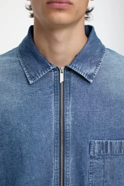 Closed Shirt with zip Light blue Discount