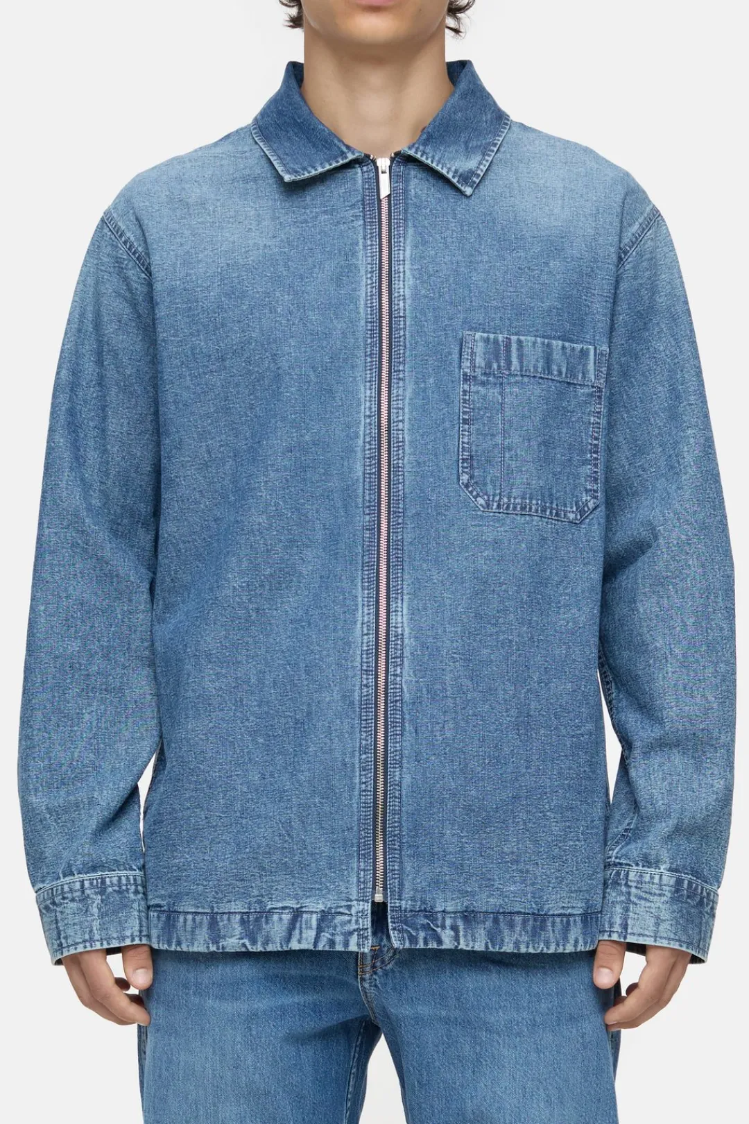 Closed Shirt with zip Light blue Discount