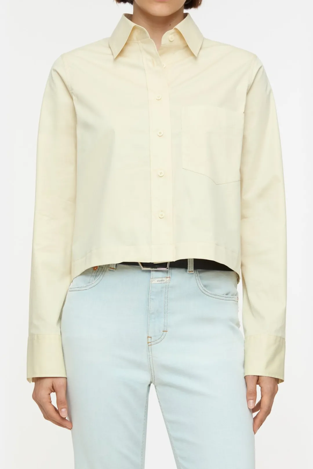 Closed Short Cotton Poplin Blouse Vanilla beige New
