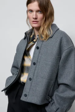 Closed Short jacket in wool mix Dark grey melange Best