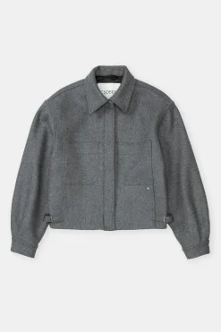 Closed Short jacket in wool mix Dark grey melange Best