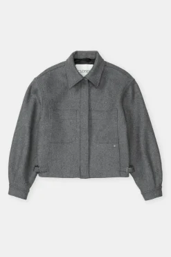Closed Short jacket in wool mix Dark grey melange Best