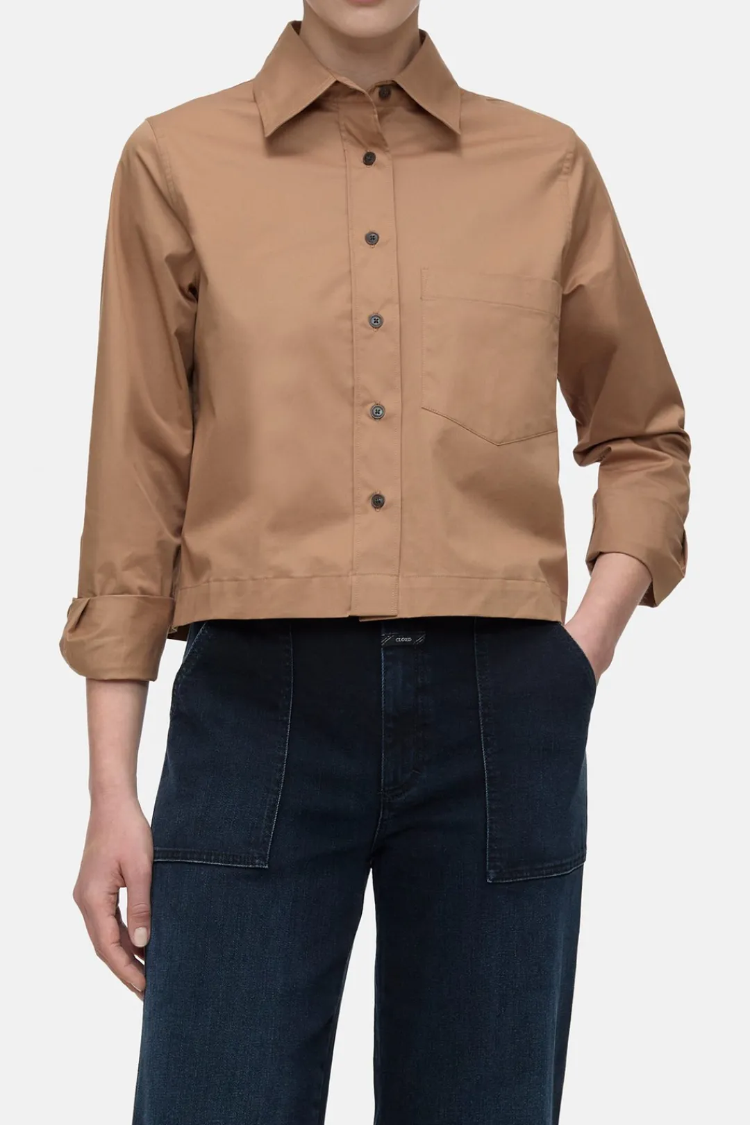 Closed Short poplin shirt blouse Biscotti brown New