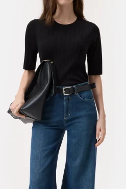 Closed Short-sleeved shirt in a wool-silk blend Black Outlet