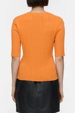 Closed Short-sleeved shirt in a wool-silk blend Pumpkin orange Online