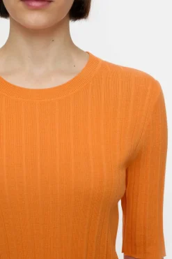 Closed Short-sleeved shirt in a wool-silk blend Pumpkin orange Online