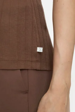 Closed Short-sleeved shirt in cotton blend Cacao brown Sale