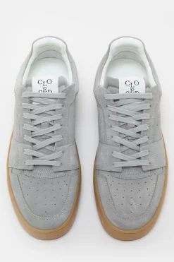 Closed Sneaker low made from leather Oyster grey New
