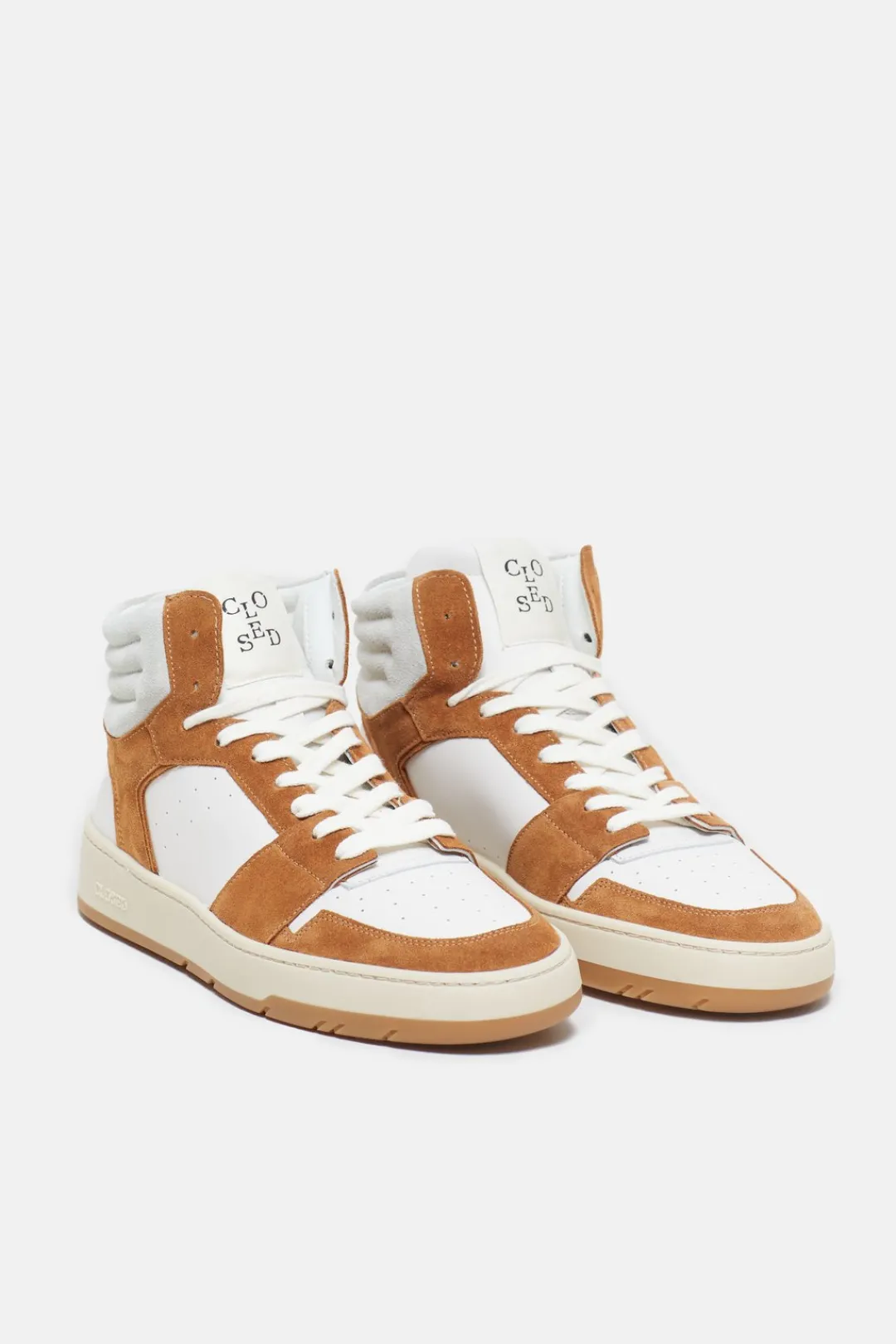 Closed Sneakers High made from leather Tullamore brown Clearance
