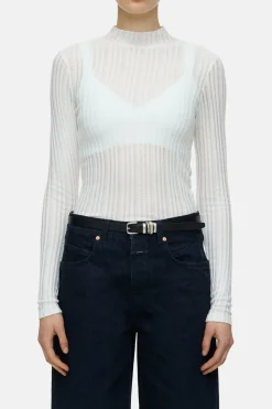 Closed Stand-up collar longsleeve Ivory Clearance