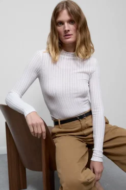 Closed Stand-up collar longsleeve Ivory Clearance