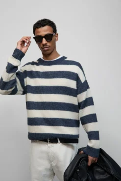 Closed Striped knitted jumper Smokey blue Clearance