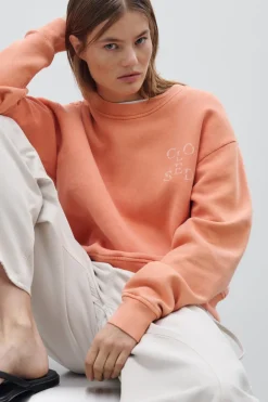 Closed Sweatshirt made from organic cotton Pumpkin orange New