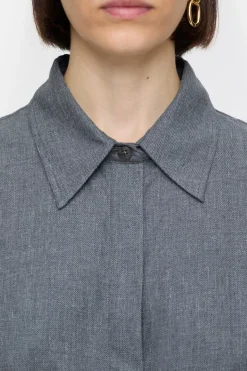 Closed Tailored cotton twill blouse Dark grey melange Hot