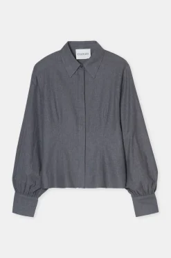 Closed Tailored cotton twill blouse Dark grey melange Hot