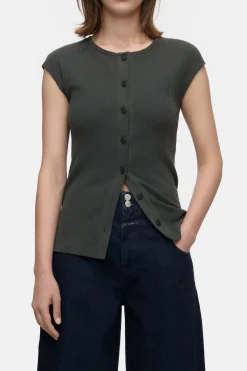 Closed T-shirt with buttons Irish coffee Clearance
