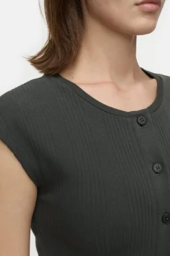 Closed T-shirt with buttons Irish coffee Clearance