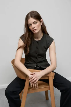 Closed T-shirt with buttons Irish coffee Clearance