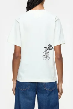 Closed T-shirt with embroidery Ivory