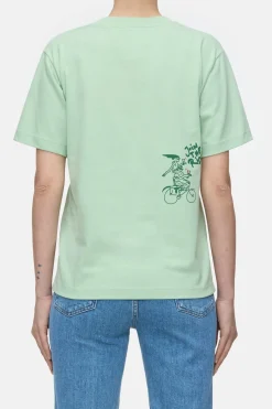 Closed T-shirt with embroidery Giada green Sale