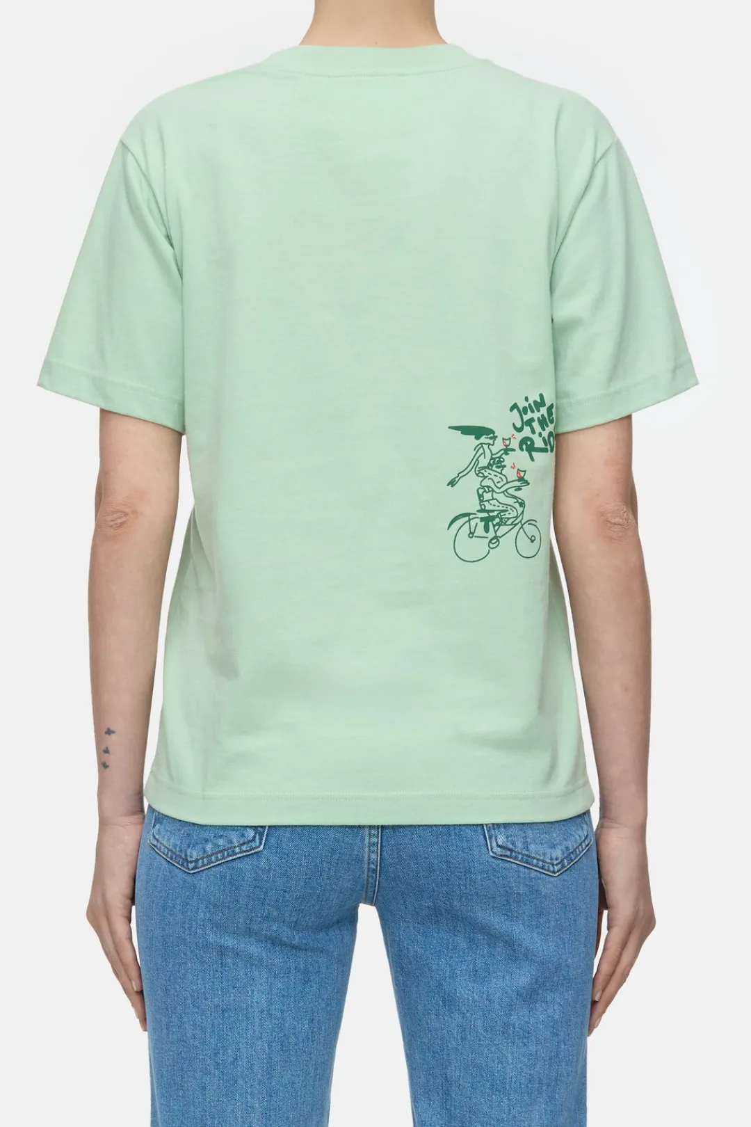 Closed T-shirt with embroidery Giada green Sale