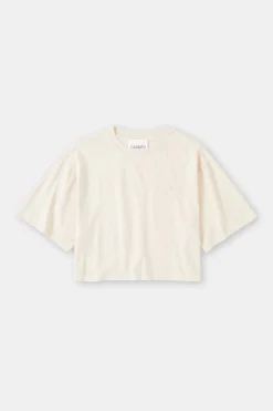 Closed T-shirt with logo embroidery Albicocca