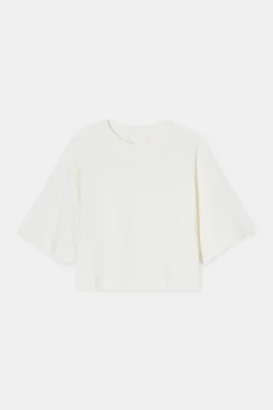 Closed T-shirt with logo embroidery Ivory New