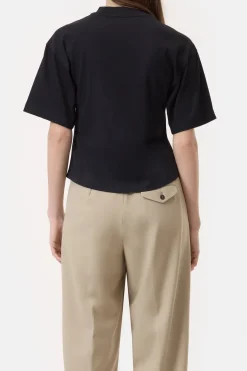 Closed T-shirt with V-neck Black Hot
