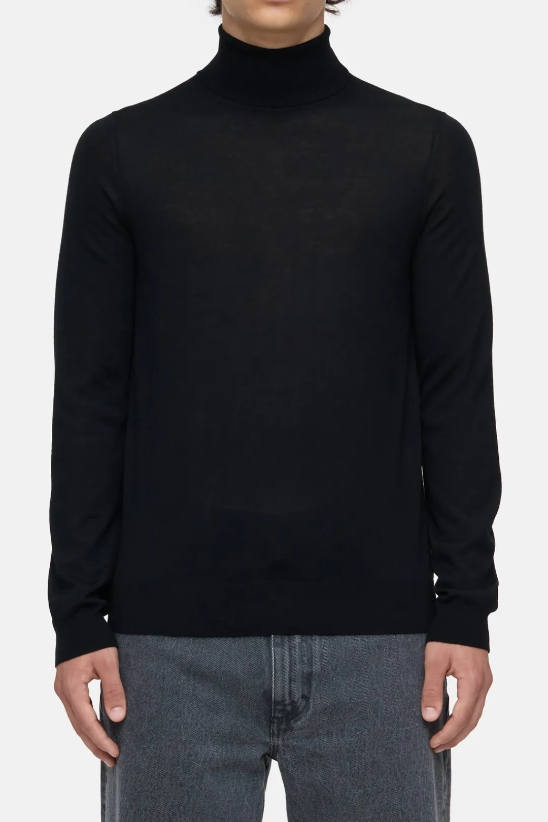 Closed Turtleneck jumper made from organic wool Black Best