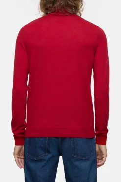Closed Turtleneck jumper made from organic wool Chili pepper red Hot