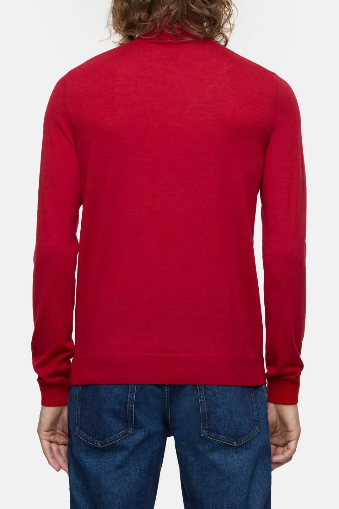 Closed Turtleneck jumper made from organic wool Chili pepper red Hot