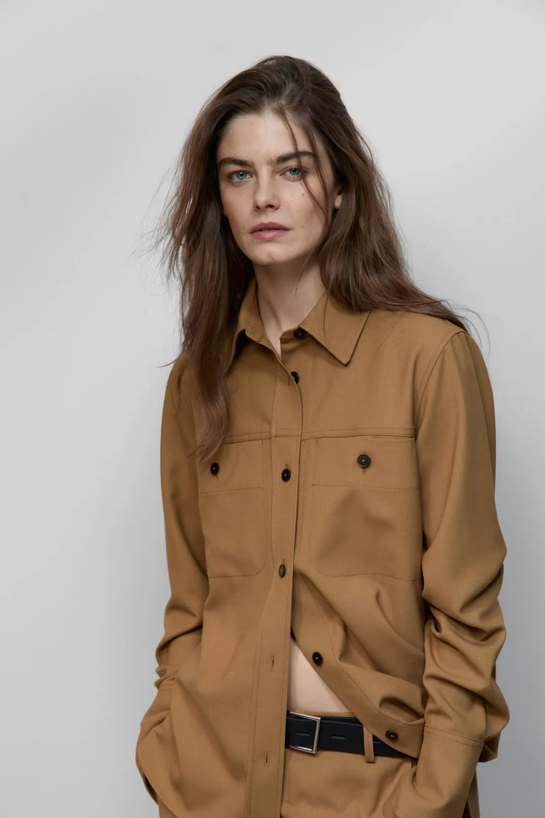 Closed Virgin wool blend shirt Tullamore brown Best