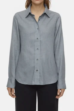 Closed Virgin Wool Shirt Blouse Dark grey melange Hot
