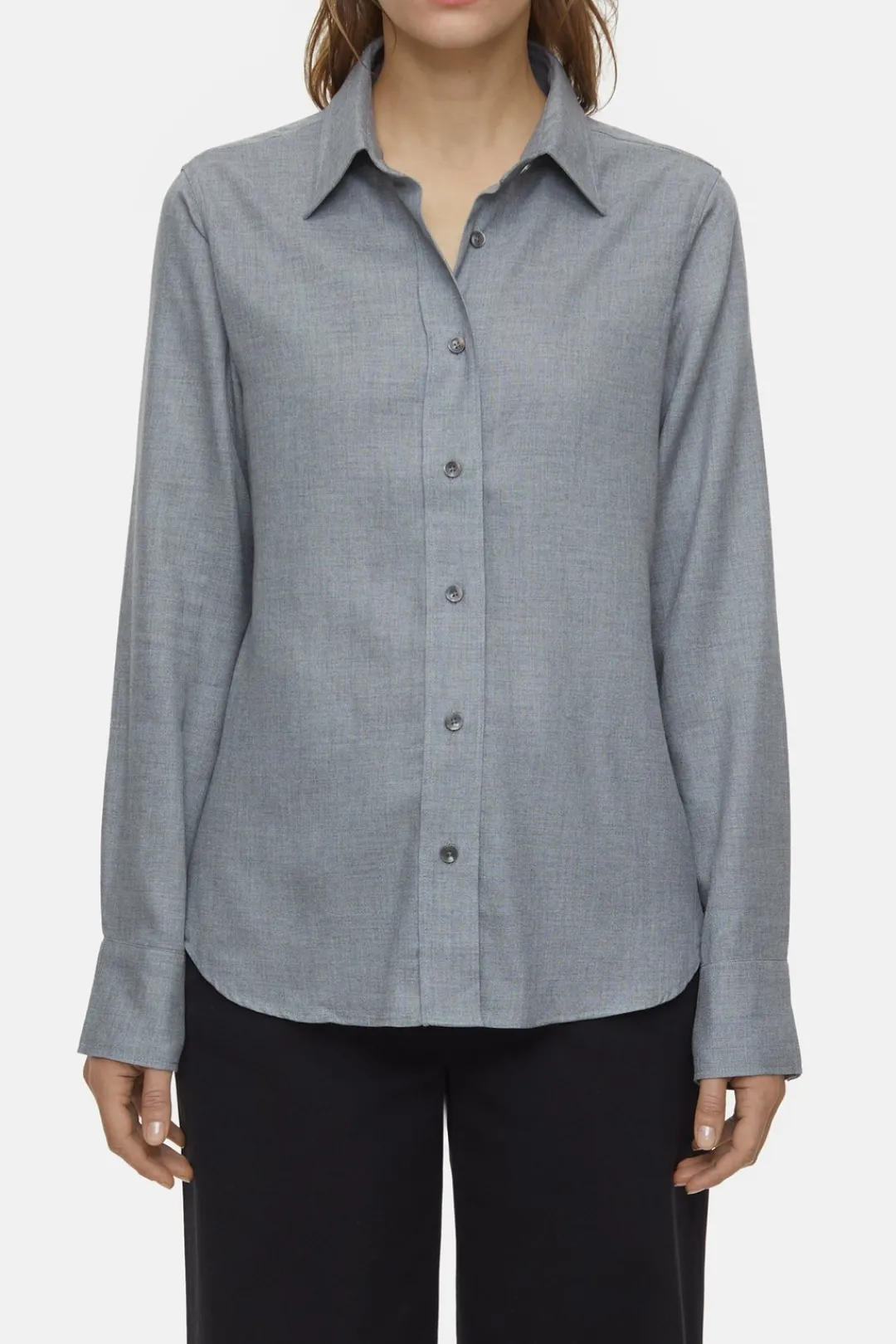Closed Virgin Wool Shirt Blouse Dark grey melange Hot