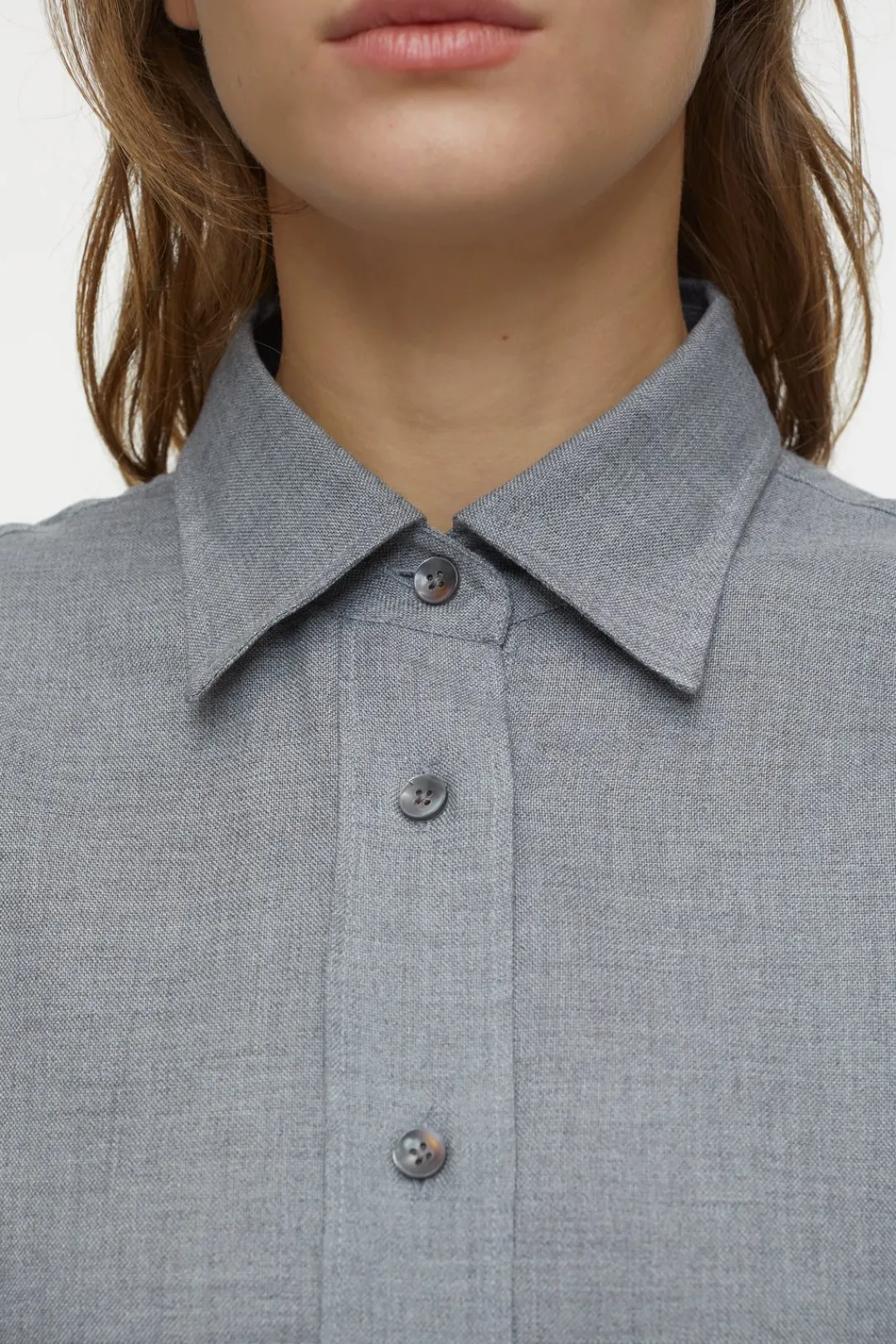 Closed Virgin Wool Shirt Blouse Dark grey melange Hot