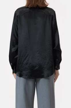 Closed Western blouse in satin Black Clearance