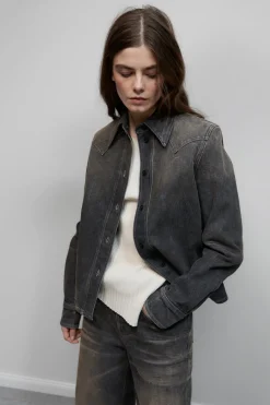 Closed Western denim blouse Dark grey Best