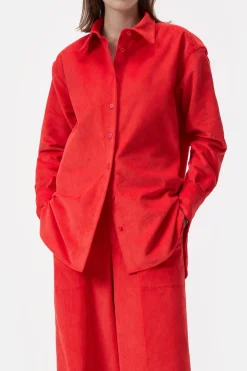 Closed Wide corduroy shirt Hibiscus red Discount