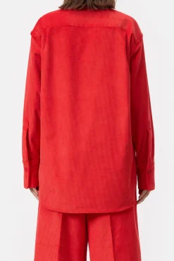 Closed Wide corduroy shirt Hibiscus red Discount