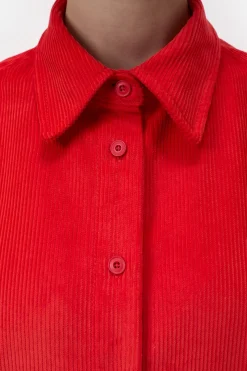 Closed Wide corduroy shirt Hibiscus red Discount